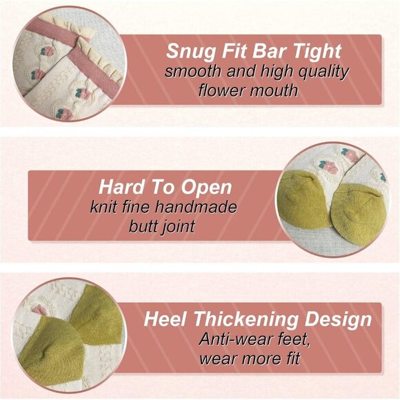 ❤️Womens Floral Socks Vintage Embroidered Frilly Floral Socks Kawaii Girly Ankle - Picture 6 of 7